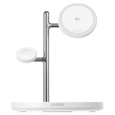 Anker安克Qi2三合一无线充电器25W快充MagSafe磁吸支架适用苹果17promax手机iPhone16耳机AppleWatch手表正品
