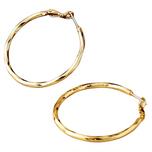 显脸小方圆脸耳环大耳圈HOOP无耳洞女可旋转蚊香盘耳夹大素圈高级