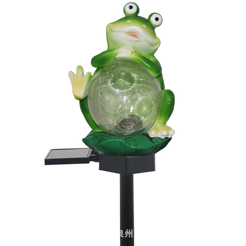 太阳能led幻彩地插灯 青蛙抱透明球 动物灯草坪灯照明公园户外景