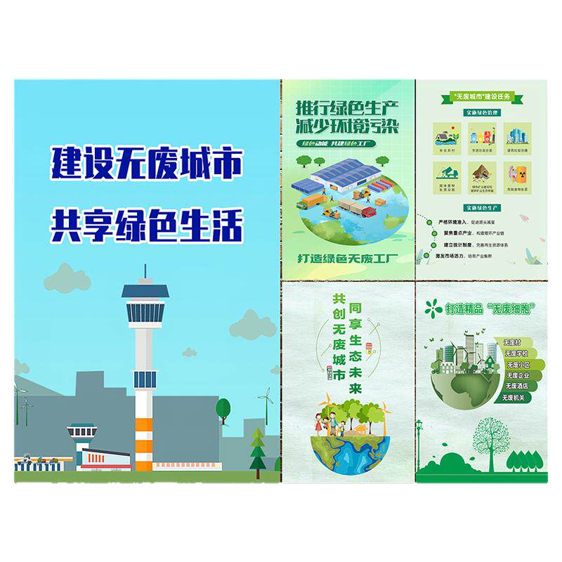 创建无废城市建设宣传海报无废工厂挂图展板节能环保公益广告墙贴