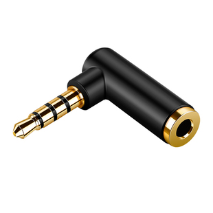 弯头3.5mm公对母音频转接头90度吃鸡游戏耳机专用L型转换器车载AUX线手机连接音响电脑插口直角4节四级转换头