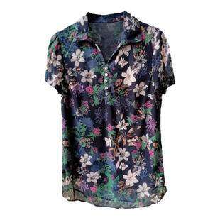 凯斯曼专柜正品新品中年女夏装台湾纱短袖T恤时尚气质妈妈小衬衫