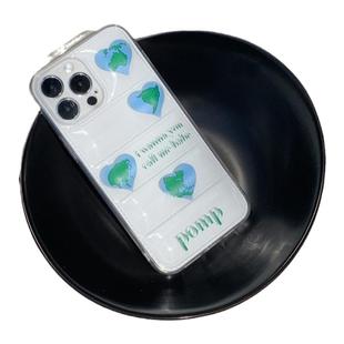 pomp原创爱心地球手绘撞色创意全包精孔手机壳适用12苹果13promax