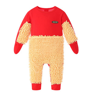 拖把侠婴儿爬行服宝宝拖地爬爬服裤连体衣春秋冬夏季防脏罩擦地板