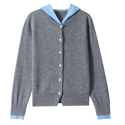 恒源祥100%纯羊毛衫连帽开衫上衣