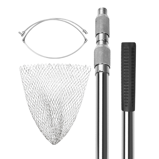 抄网套装不锈钢伸缩竿实心圈折叠捞鱼网兜加粗超硬大物抄网杆抄网