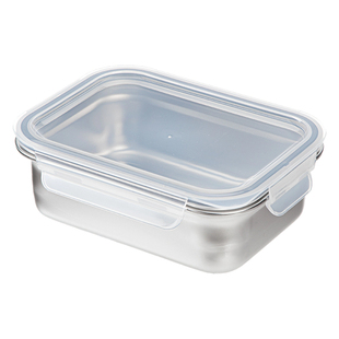 霜山304不锈钢密封保鲜盒带卡扣泡菜腌渍盒家用可冷藏冰箱收纳盒