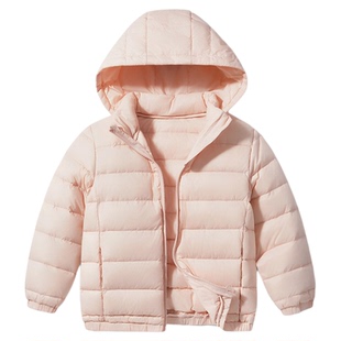 青蛙王子童装秋冬季90白鸭绒女童轻薄羽绒服男款儿童连帽保暖外套