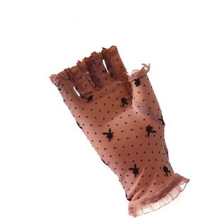 蕾丝半指防晒手套夏季女士短款弹力网纱轻薄透气防紫外线舞蹈演出