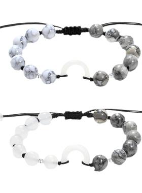 天然玉髓甜甜圈地图石情侣手链