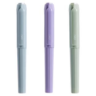 得力钢笔小学生三年级专用书写矫姿钢可替换墨囊儿童二升三四年级上册EF尖短款初学者学生专用练字钢笔