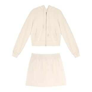 pusumede【现货7折】仁川时报 灰色短款连帽卫衣外套加绒开衫上衣