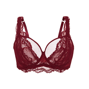 【云卷云舒】遐大胸显小文胸长三角轻薄全罩杯微聚拢红色内衣女