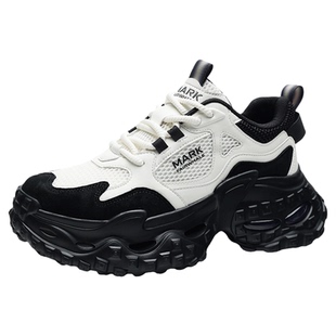 马克华菲男鞋厚底老爹鞋2026新款黑白熊猫鞋增高鞋子男运动休闲鞋