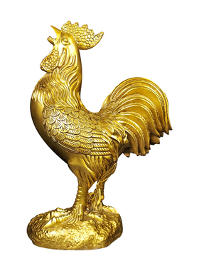 纯黄铜公鸡摆件中式金鸡报晓