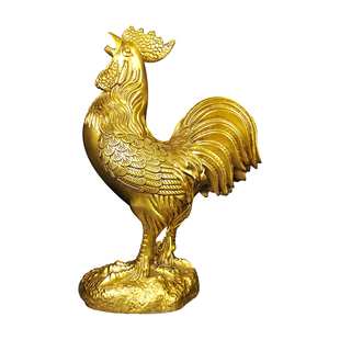纯黄铜公鸡摆件生肖鸡王元宝雄鸡中式工艺品客厅桌面金鸡报晓装饰