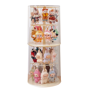 labubu展示盒透明旋转玩偶挂件手办展示柜盲盒收纳展示架