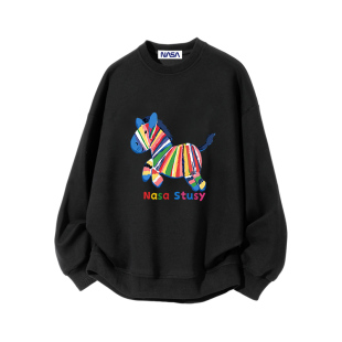 NASA STUSY美式高街2026新款春秋装男款宽松情侣潮牌圆领卫衣