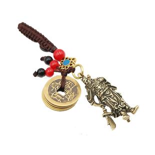 招财纯铜财神复古黄铜葫芦八卦关公钥匙扣挂坠转运汽车手机挂件