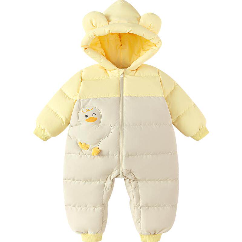 巴拉巴拉balaOne婴儿羽绒服连体衣2025新款宝宝冬装哈衣爬服萌趣