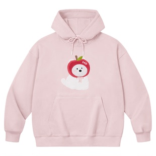 PSO Brand 男装女装毛圈底可爱毛绒小狗针织连帽卫衣外套情侣上衣