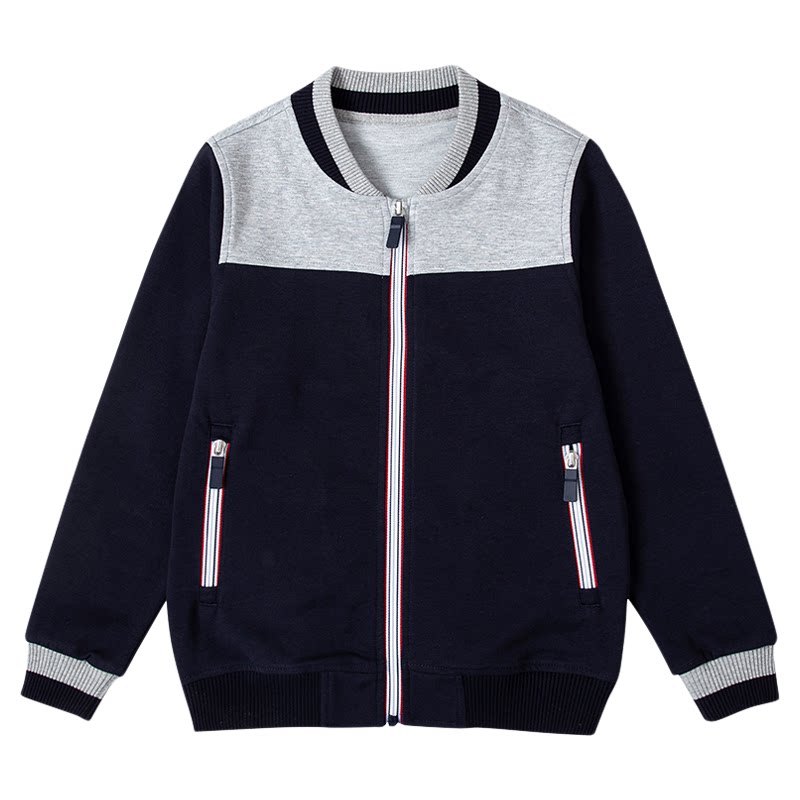 伊顿中小学生校服学院英伦春秋运动服藏青灰色撞色棒球服校服套装