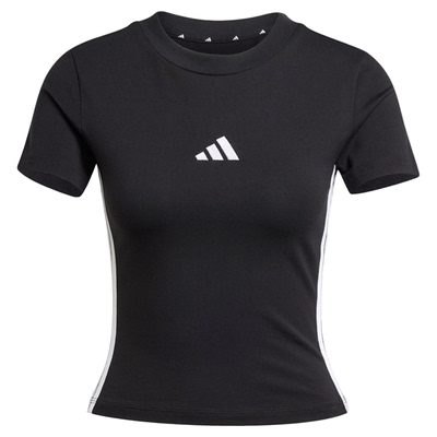 adidas阿迪达斯女子三条纹百搭运动休闲修身圆领短袖T恤JC8325