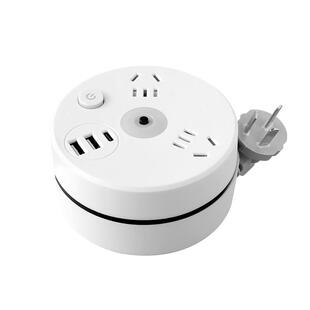 圆形排插可伸缩收纳插座USB带线家用插头接线板多功能拖插板