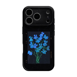 蓝色小花 适用iPhone苹果17promax新品手机壳18pm保护套16超好看独特15简约ins小众14不会撞壳艺术华为pura80