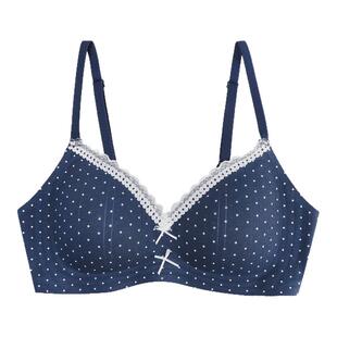 JoyceBra螺纹棉碎花蕾丝边内衣女士小胸聚拢上托收副乳透气文胸罩