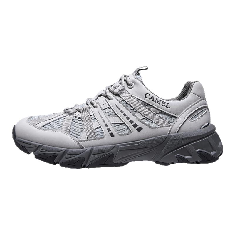 骆驼2025春季新款男鞋户外登山徒步鞋透气网面增高休闲运动鞋男