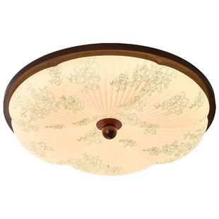 雷士照明中古风卧室吸顶灯新款仿布艺胡桃木色宋氏美学书房护眼灯