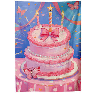 粉色系生日蛋糕画布梦幻仿油画海报吧背景装饰可爱气球氛围感布置