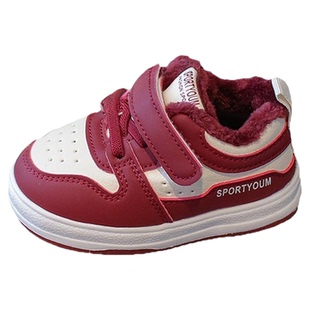 婧麒儿童棉鞋冬季加绒保暖男女宝宝婴儿鞋子1-3岁小童软底运动鞋