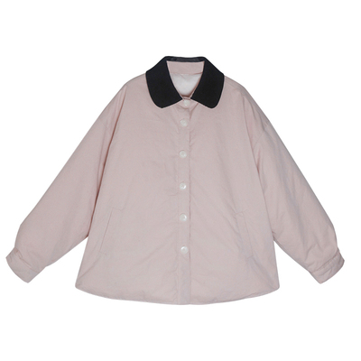 韩11撞色翻领oversize宽松羽绒服