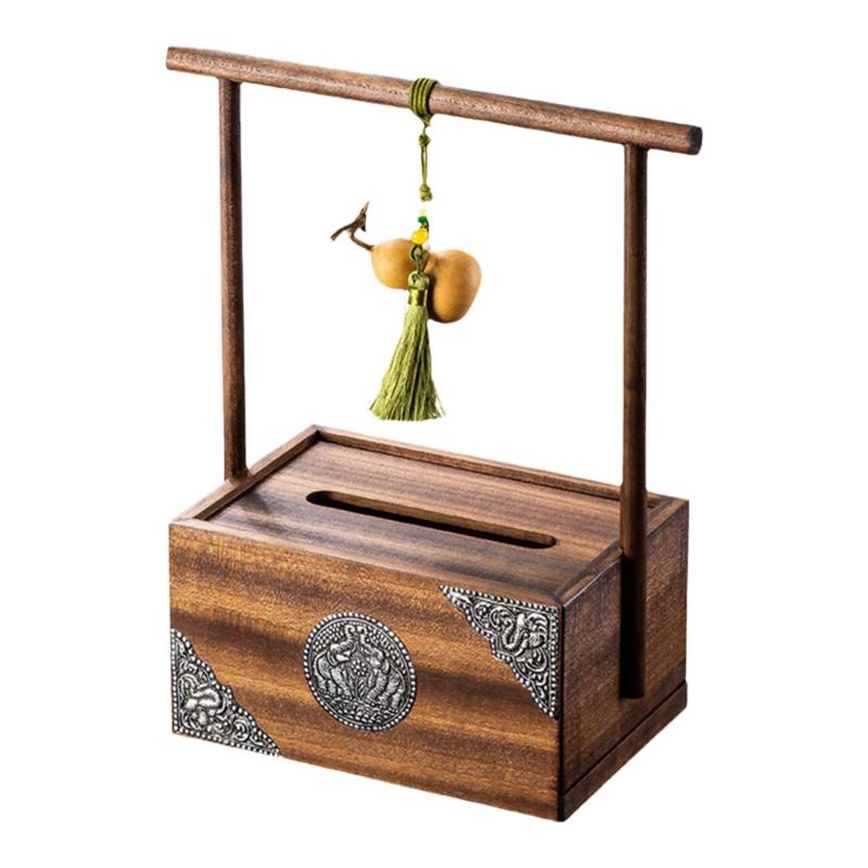 萊駿客廳餐桌木質(zhì)紙巾盒收納盒實(shí)木抽紙盒復(fù)古大象創(chuàng)意紙抽盒子