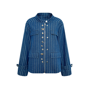 NAZ那子大码秋季双版麂皮绒牛仔棉立领酷飒重工胖mm显瘦夹克外套