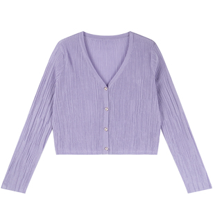 夏季薄款减龄V领上衣胖莹莹大码女装春装小个子清新百搭针织开衫