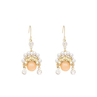 国风戏曲脸谱耳环女珍珠中式复古高级感耳钉2023年新款潮网红设计