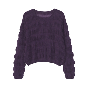 艾文文IRIS黛丝2026新款秋冬绵羊毛马海毛宽松气质毛针织衫女上衣