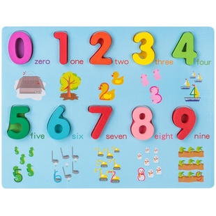 宝宝认知手抓板拼图嵌板积木质幼儿童12男女孩益智力玩具数字字母