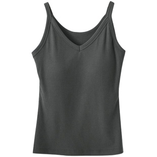 23894 莱赛尔棉竹纤维 女士免穿文胸修身纯色背心 弹力BRA吊带 夏