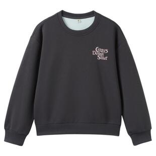 快鱼2026年春新款圆领卫衣女款时尚刺绣logo宽松休闲百搭上衣女