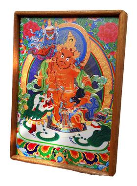 黄财神唐卡铜雕画摆台