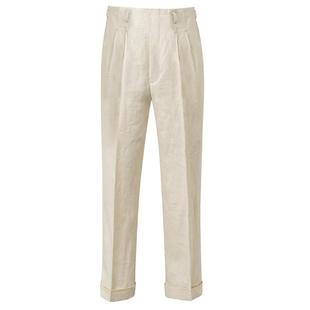 CULTUM法国诺曼底重磅亚麻双褶高腰好莱坞裤子西裤男直筒休闲长裤