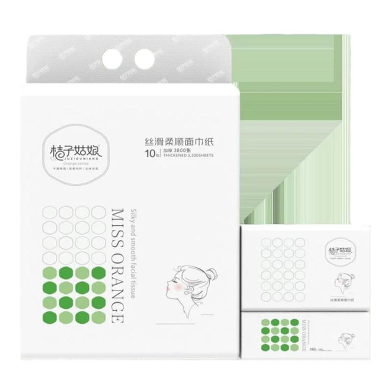 桔子姑娘中包抽纸380张加厚餐巾纸家用面巾纸整箱商超同款