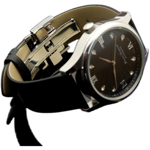 适用浪琴表带真皮原装名匠康卡斯L2瑰丽L4军旗月相男女蝴蝶扣配件