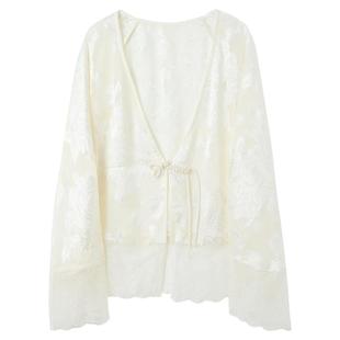 ibudu2025春季新款新中式国风小外套轻薄宽松衬衫开衫女