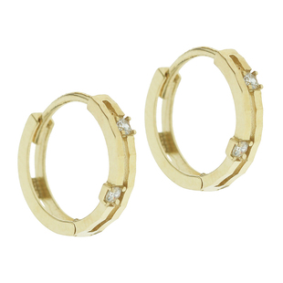 白小C韩国进口黄金14K10K金耳环 切面镶钻素圈光圈K金耳扣耳圈