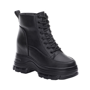 小个子内增高8cm马丁靴女2025新款真皮厚底秋冬加绒保暖短靴女鞋